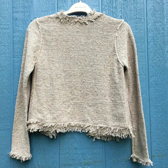 Joie Women Porsha Fringe Tan Blazer Jacket Large - Picture 3 of 6